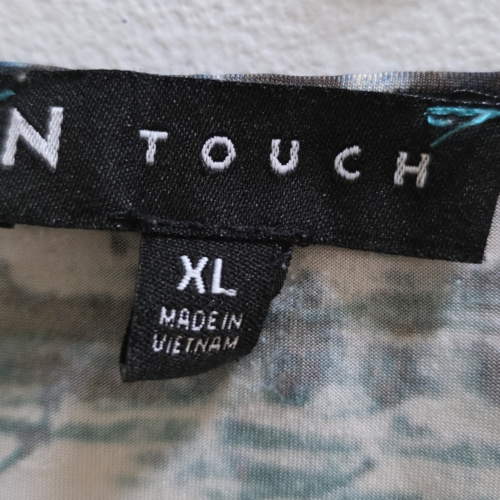 Teal and Black Patterned Women's Tunic. Great Fall Top - Picture 2 of 10